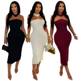 Slimming off-shoulder dress with a wrap front