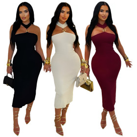 Slimming off-shoulder dress with a wrap front