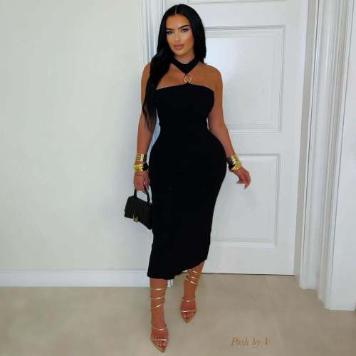 Slimming off-shoulder dress with a wrap front