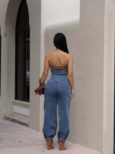 Flat top elastic pants set