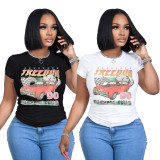 FFJ2025  Women printing Tshirt