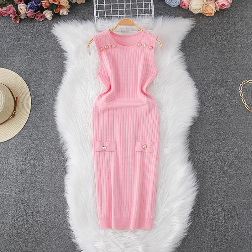 Sleeveless knitted vest skirt, hip hugging skirt