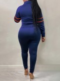 Printed long sleeved long pants two-piece set