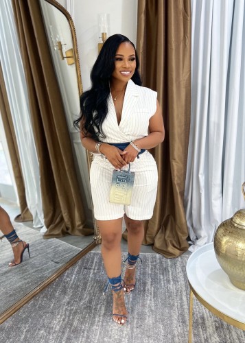 Two piece set of spliced sleeveless vest shorts