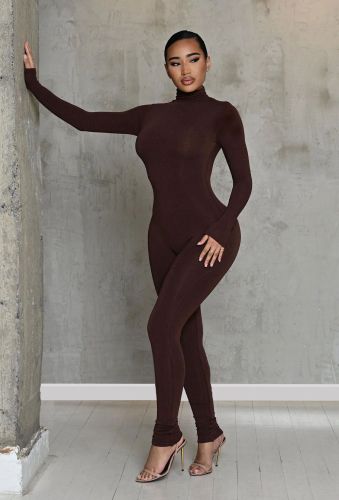 Velvet tight fitting hip lifting high elastic jumpsuit