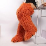 Thigh-high boots, wool over-the-knee fur-lined snow boots