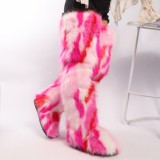 Thigh-high boots, wool over-the-knee fur-lined snow boots