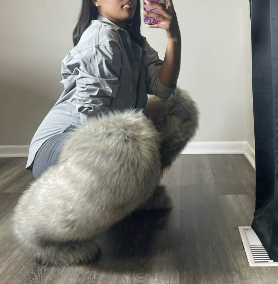 Thigh-high boots, wool over-the-knee fur-lined snow boots