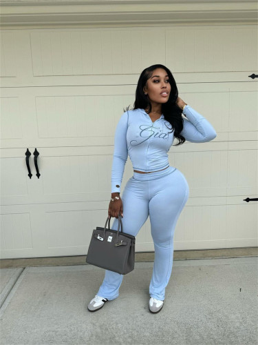 Solid color women's sexy open neck two-piece set XS-413