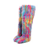 Thigh-high boots, wool over-the-knee fur-lined snow boots