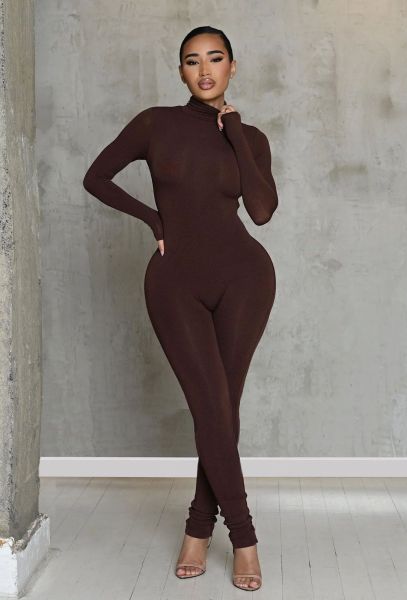 Velvet tight fitting hip lifting high elastic jumpsuit