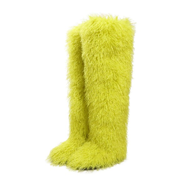 Thigh-high boots, wool over-the-knee fur-lined snow boots