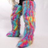 Thigh-high boots, wool over-the-knee fur-lined snow boots