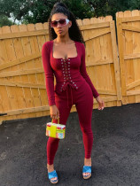 Braided Long Sleeve and Pants Two-Piece Set