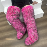 Thigh-high boots, wool over-the-knee fur-lined snow boots