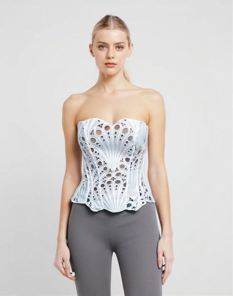 Irregular lace double-layer fitting bone printed shapewear