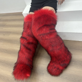 Thigh-high boots, wool over-the-knee fur-lined snow boots