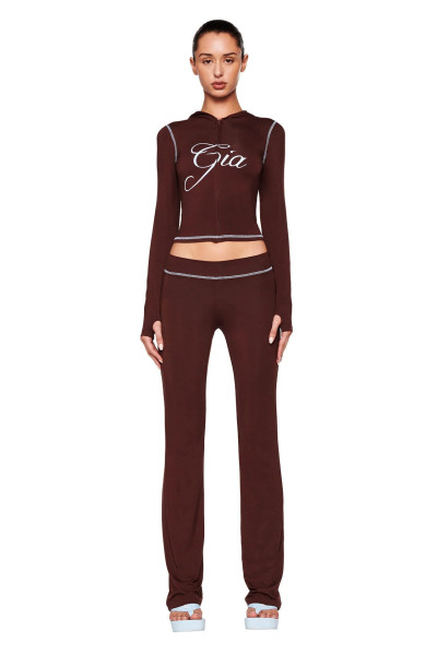 Solid color women's sexy open neck two-piece set XS-413