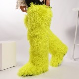 Thigh-high boots, wool over-the-knee fur-lined snow boots