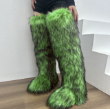 Thigh-high boots, wool over-the-knee fur-lined snow boots