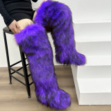 Thigh-high boots, wool over-the-knee fur-lined snow boots