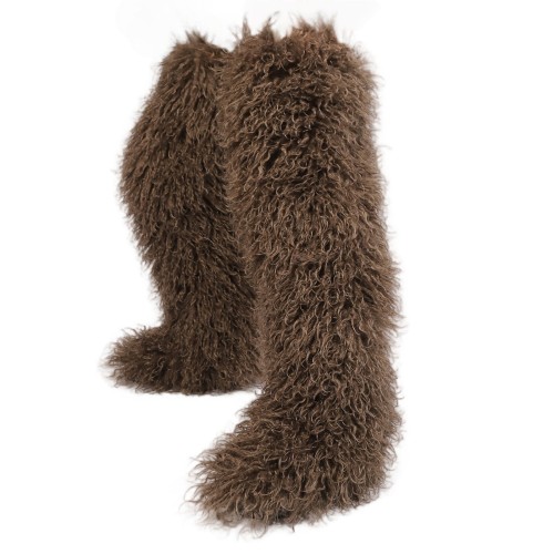 Thigh-high boots, wool over-the-knee fur-lined snow boots