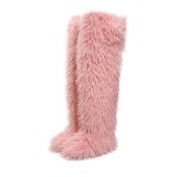 Thigh-high boots, wool over-the-knee fur-lined snow boots