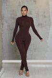Velvet tight fitting hip lifting high elastic jumpsuit