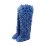 Thigh-high boots, wool over-the-knee fur-lined snow boots
