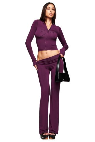 Solid color women's sexy open neck two-piece set XS-413