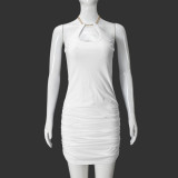 Metal chain hollow hip hugging short skirt