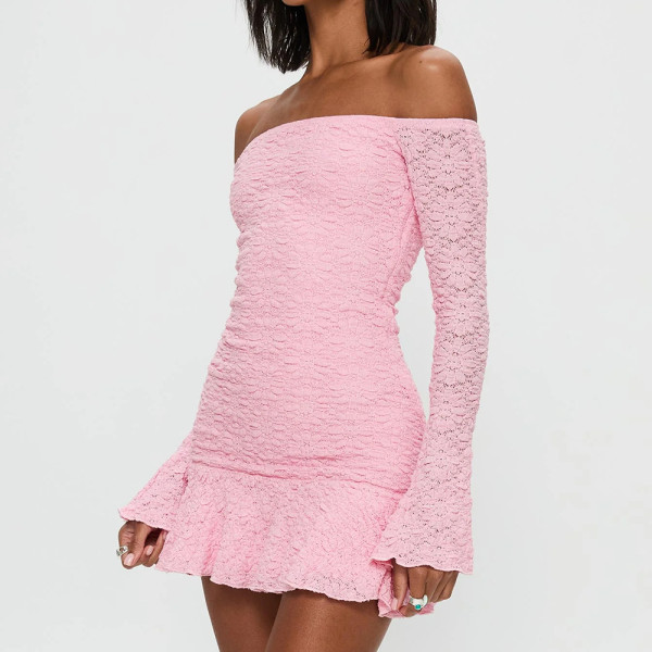 High elasticity 3D three-dimensional fabric wrapped chest and shoulder dress