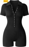 Yoga ribbed V-neck elastic waist cinching sports jumpsuit