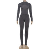 Long sleeved jumpsuit with patchwork tight pants, two piece set