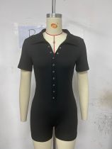 Yoga ribbed V-neck elastic waist cinching sports jumpsuit Yoga ribbed V-neck elastic waist cinching sports jumpsuit