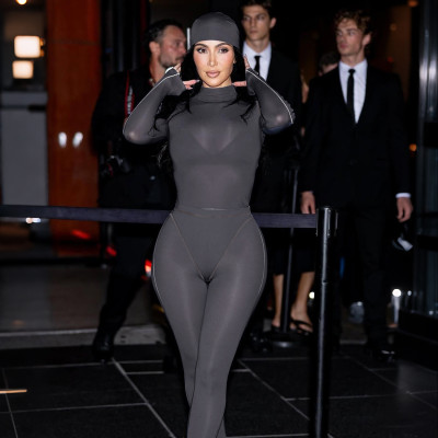 Long sleeved jumpsuit with patchwork tight pants, two piece set