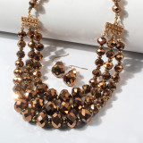 Crystal bead necklace, multi-layer short collarbone chain