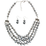 Crystal bead necklace, multi-layer short collarbone chain