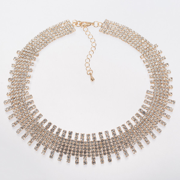 Rhinestone long chain necklace tassel necklace