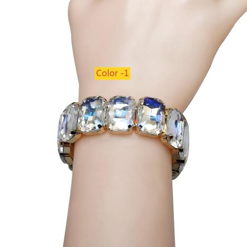 Geometric gemstone elastic bracelet