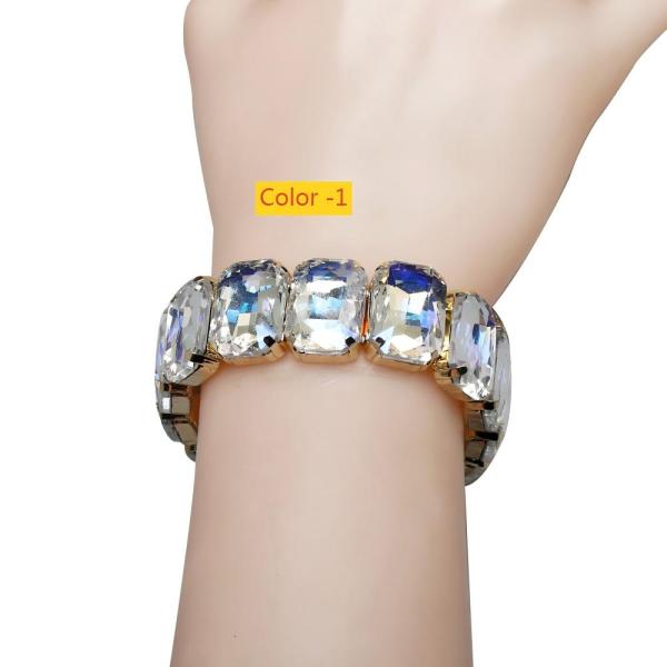 Geometric gemstone elastic bracelet