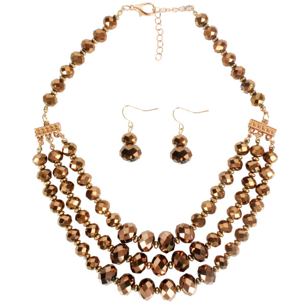 Crystal bead necklace, multi-layer short collarbone chain