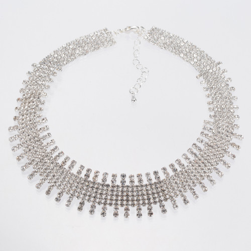 Rhinestone long chain necklace tassel necklace