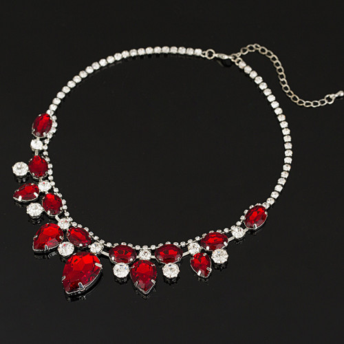 Red Water Drop Crystal Pendant Necklace