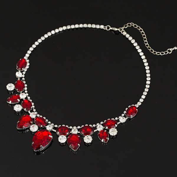 Red Water Drop Crystal Pendant Necklace