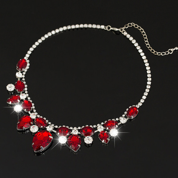 Red Water Drop Crystal Pendant Necklace