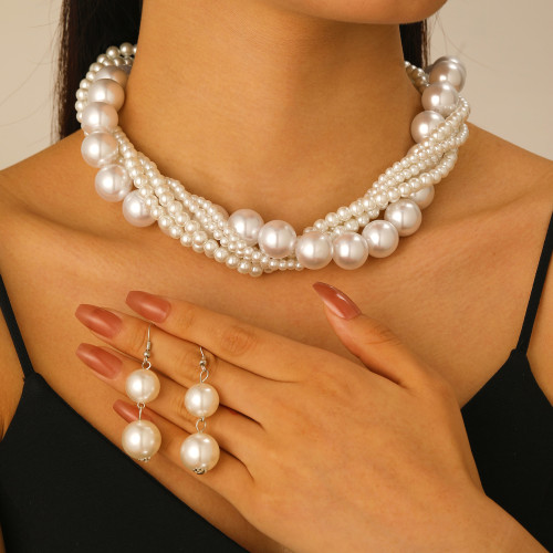 Pearl Earrings and Necklace Set