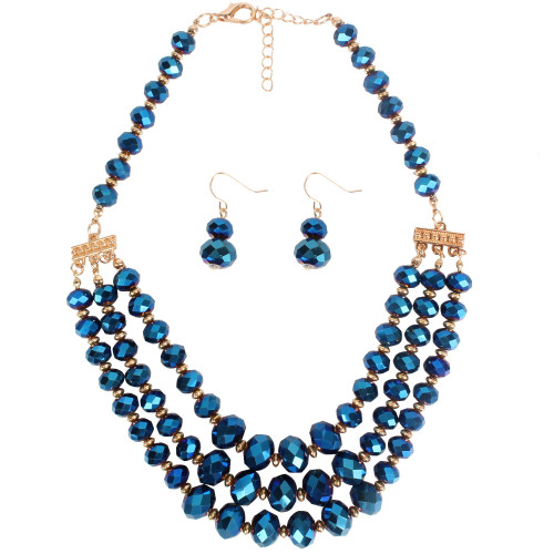 Crystal bead necklace, multi-layer short collarbone chain