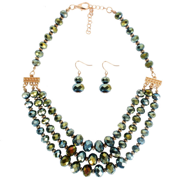 Crystal bead necklace, multi-layer short collarbone chain