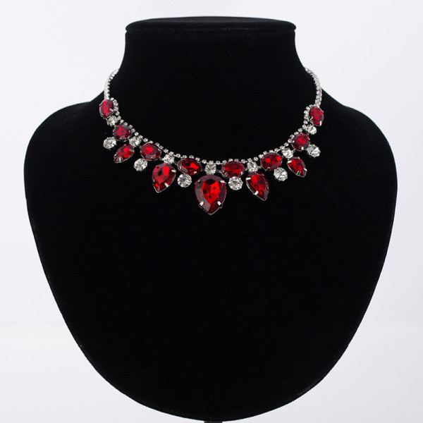 Red Water Drop Crystal Pendant Necklace